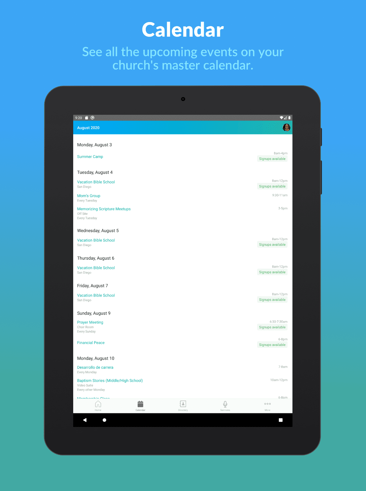 Church Center App Example